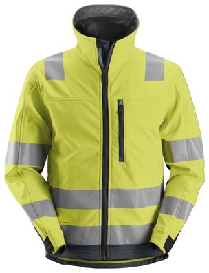 Snickers AllroundWork Hi-Vis Softshell Arbeitsjacke, Kl. 3, EN 20471 HV-Gelb-Stahl