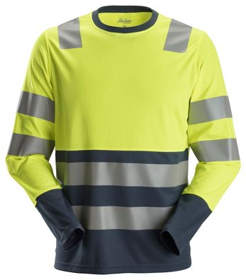 Snickers AllroundWork Hi-Vis Hemd, Kl. 2, EN 20471 HV-Gelb-Navy