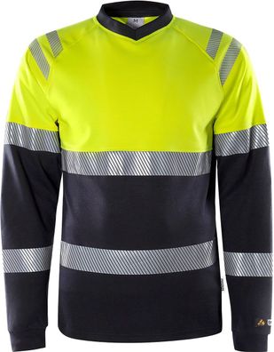 Fristads Flamestat High Vis Langarm-T-Shirt Kl. 1 7107 TFL Warnschutz-Gelb/Marine