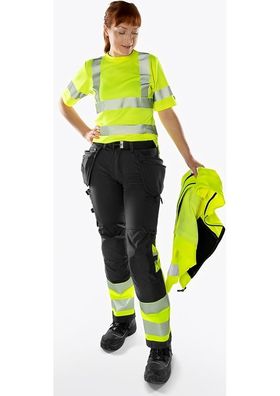 Fristads High Vis Green Handwerker Stretchhose Damen Kl. 1 2663 GSTP Warnschutz-Ge