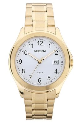 Adora Herren Armbanduhr Edelstahgehäuse gelbgoldfarben Ø 40mm > Analog