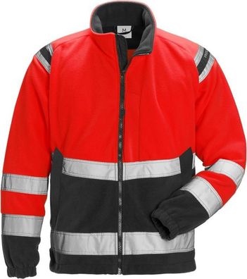 Fristads Warnschutz-Jacke High Vis Fleecejacke Kl. 3 4041 FE Warnschutz-Rot/Schwarz