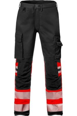 Fristads High Vis Stretch-Hose Kl. 1 2705 PLU Warnschutz-Rot/Schwarz