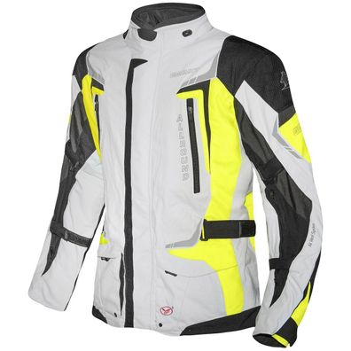 Germot Herren Motorrad Jacke Textiljacke Allround Lang Hellgrau/Gelb