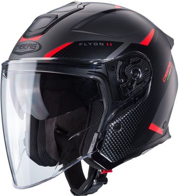 Caberg Motorrad Jethelm Flyon II Boss Matt-Grau/Rot-Schwarz