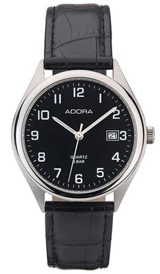 Adora | Herren Armbanduhr Analog Datum Lederband | Ø 37mm Edelstahl