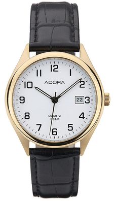 Adora | Herren Armbanduhr Analog Edelstahlgehäuse Lederband | Ø 37mm