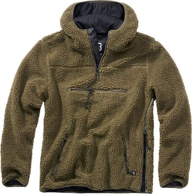 Brandit Hoody / Sweatshirt Teddyfleece Worker Pullover in Olive