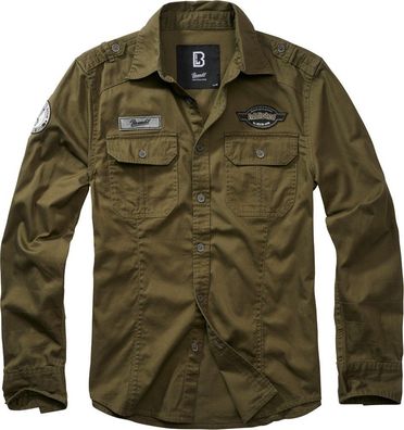 Brandit Men Hemd Luis Vintageshirt with badges Olive