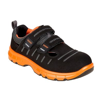 RUNNEX S1P-ESD-Sicherheitsklettsandale FlexStar Schwarz/Orange