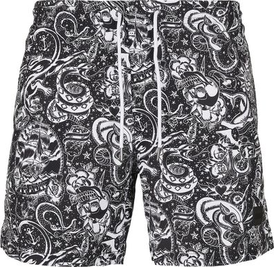 Urban Classics Badehose Pattern Swim Shorts Tattoo Aop