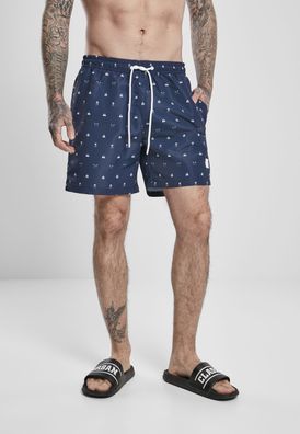 Urban Classics Badehose Pattern Swim Shorts Skullandyacht Aop Blue