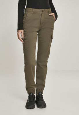 Urban Classics Damen Hose Ladies High Waist Cargo Pants Olive