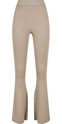 Urban Classics Damen Ladies Rib Knit Bootcut Leggings Lighttaupe