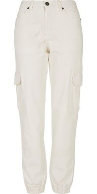 Urban Classics Damen Ladies Organic Stretch Denim Cargo Pants Offwhite Raw