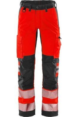 Fristads High Vis Stretch-Hose Klasse 2 2712 PLU Warnschutz-Rot/Schwarz