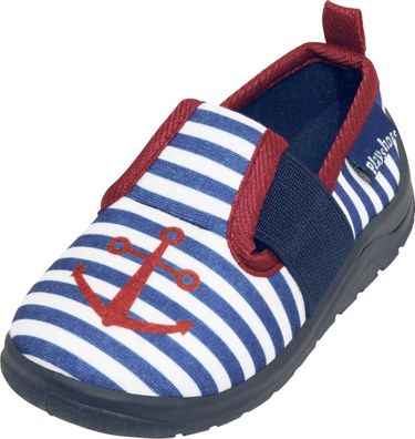 Playshoes Kinder Schuh Hausschuh Maritim Marine/Weiß