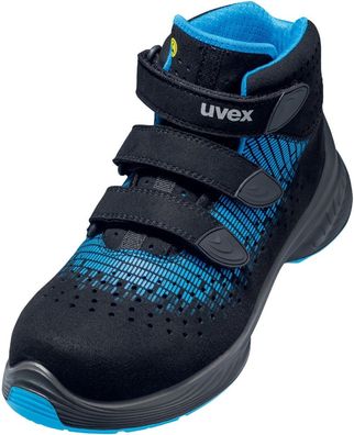 Uvex Sicherheitsschuh Stiefel 6832 Gelocht Schwarz/Blau Pu