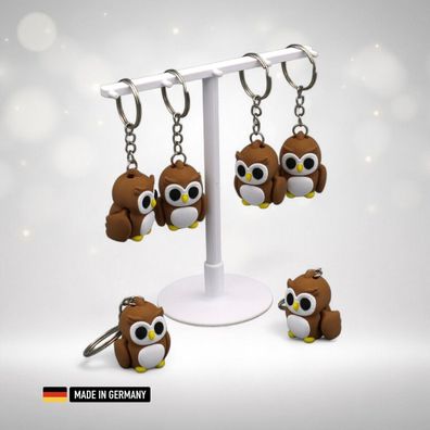 Baby Eule Schlüsselanhänger mit beweglichen Flügeln Keychain Owl Mehrfarbig