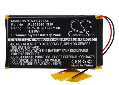 Ersatzakku - CS-FE700SL - FIIO EO7K / PL503560 1S1P - 3,7 Volt 1300mAh Li-Polymer