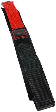 Minott Tavolino Uhrenarmband Durchzugsband Klettband Schwarz/Rot 14mm