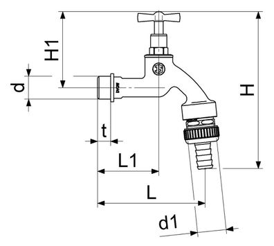 Schlösser 1/2" Auslaufventil mit Belüfter&RV DVGW