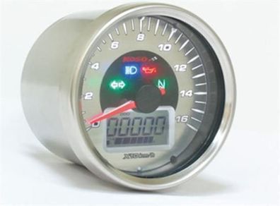 Koso BB641B35 D64 Chrome Style Tachometer + Signalleuchten (max. 260 kmh) mit ABE