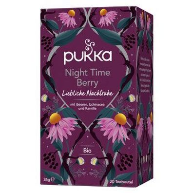 Pukka 6x Pukka Bio-Kräutertee Night Time Berry, 20 Teebeutel 20 x 1,8g