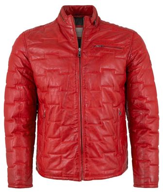 Bugatti - Herren Lederjacke Steppjacke Lammnappa rot