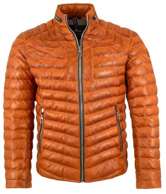 Milestone - Herren Lederjacke Steppjacke Lammnappa hell orange