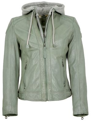 Gipsy - Damen Lederjacke Lammnappa Kapuze light mint