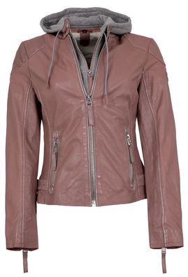 Gipsy - Damen Lederjacke Lammnappa Kapuze dusty pink