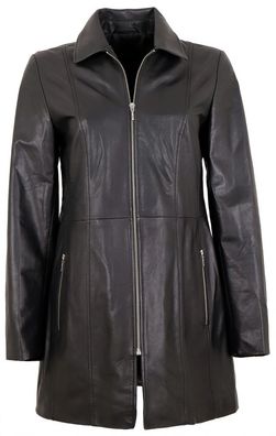 MADDOX - Damen Ledermantel Longjacke Lammnappa schwarz