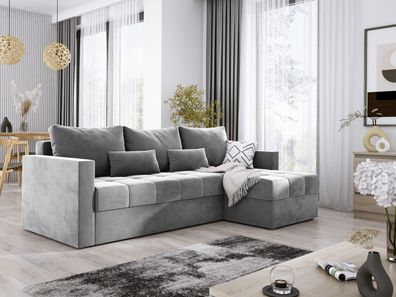 Ecksofa mit Schlaffunktion Bettkasten MIO Eckcouch Sofa Schlaffsofa Couch Hellgrau 05