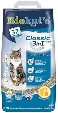 Biokat's ?Classic fresh 3in1 mit Cotton Blossom-Duft - 1 x 10 L ? Katzenstreu