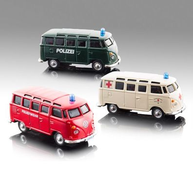 Maisto - VW T1 Einsatzfahrzeug mit Licht & Sound (12cm) Modellauto Spielzeugauto