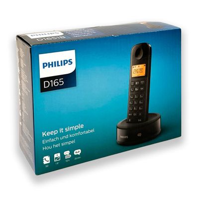 Philips Schnurloses Telefon D1651B/01 Kabelloses Haustelefon Schnurlostelefon