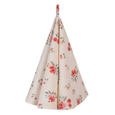 Clayre & Eef Geschirrtuch Ø 80 cm Beige Baumwolle Rund Rosen (Gr. Ø 80 cm)