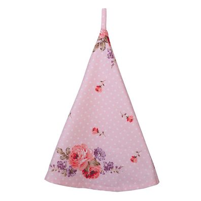 Clayre & Eef Geschirrtuch Ø 80 cm Rosa Violett Baumwolle Rund Rosen (Gr. Ø 80 cm)