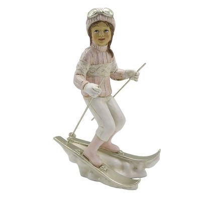 Clayre & Eef Figur Kind 19 cm Rosa Weiß Polyresin (Gr. 12x8x19 cm)