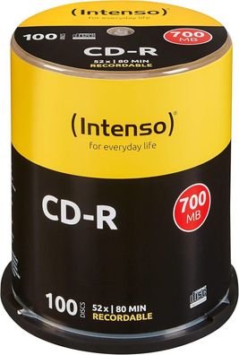 Intenso 1001126 CD-R 100er Spindel 700MB 52x Speed CD-Rohlinge 700MB Speicher