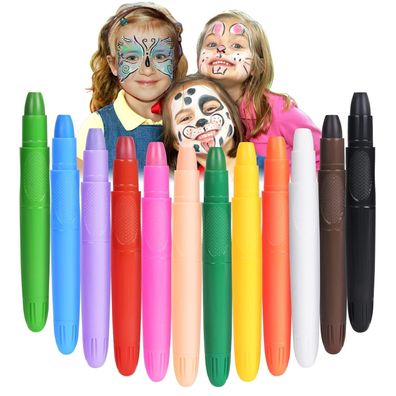 URAQT Schminkstifte Kit 12 Farben Waschbar Kinderschminke Gesichtsfarben Set