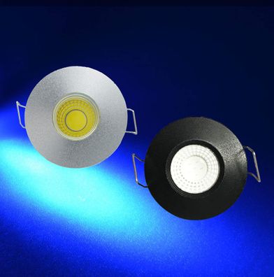 3 W Blau Mini LED Einbaustrahler Einbauleuchte klein einbau Spot mit Schwarz oder