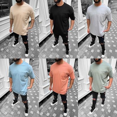 Herren T-Shirt Basic Shirt Tee Longshirt Premium Qualität Kurzarm Fashion TS-8900