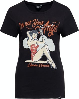 Queen Kerosin Damen I´m not your Angel Print T-Shirt Schwarz