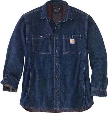 Carhartt Jacke Denim Fleece Lined Snap Front Shirt Glacier