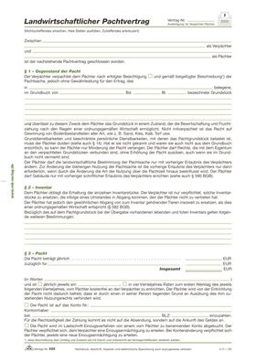 RNK Verlag 555 Landwirtschaftlicher Pachtvertrag 4 Seiten gefalzt auf DIN A4(P)