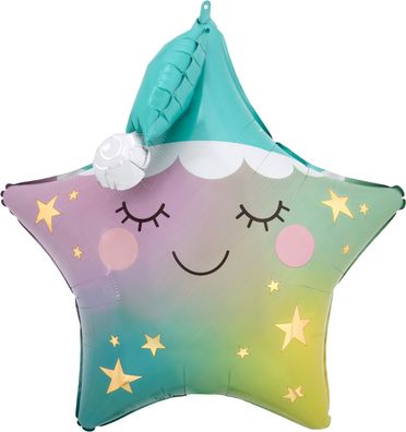 amscan® 4154801 Folienballon Stern Sleepy Little Star - 60 x 88 cm