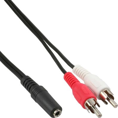 InLine® 89940 Cinch/Klinke Kabel, 2x Cinch Stecker an 3,5mm Klinke Buchse, 1,5m