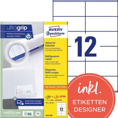 AVERY Zweckform Universal-Etiketten, 105 x 48 mm, weiá